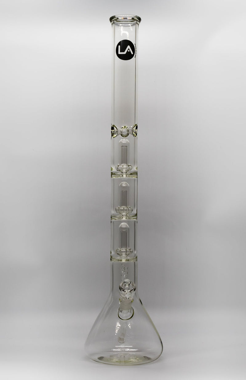 LA Pipes 26 In Clear Triple Showerhead Perc Beaker Bong - 50mmx5mm.