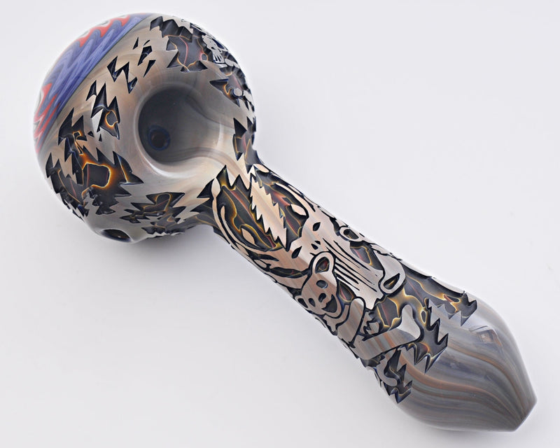 Liberty 503 And Connor McGrew Collab Deep Carve Wig Wag Hand Pipe - Grateful Dead Liberty 503