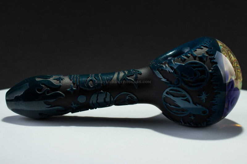 Liberty 503 Black Space Sandblasted Inside Out Cap Glass Hand Pipe.