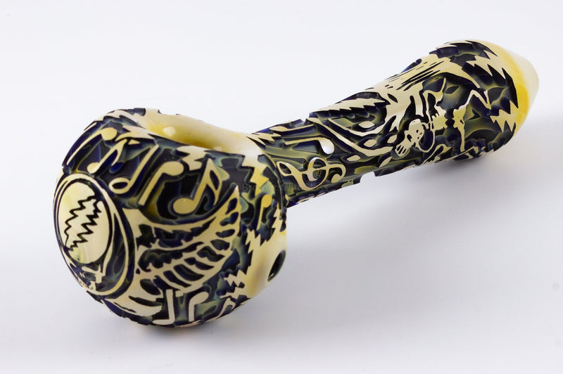 Liberty 503 Deep Carve Sandblasted Grateful Dead Hand Pipe - Style Two.
