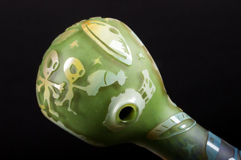 Liberty 503 Double Frit Sandblasted Hand Pipe - Alien Life.
