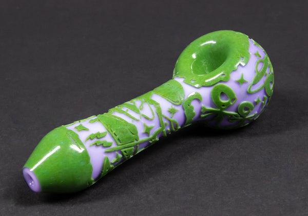 Liberty 503 Frit Over Color Sandblasted Hand Pipe - Alien Life.