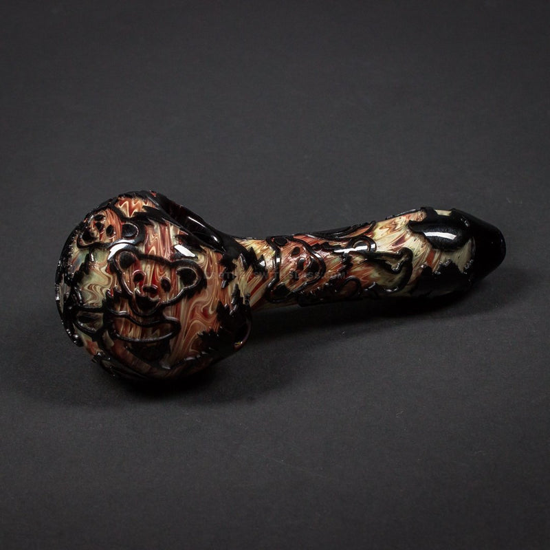 Liberty 503 Frit Over Wrap And Rake Sandblasted Hand Pipe - Grateful Dead.