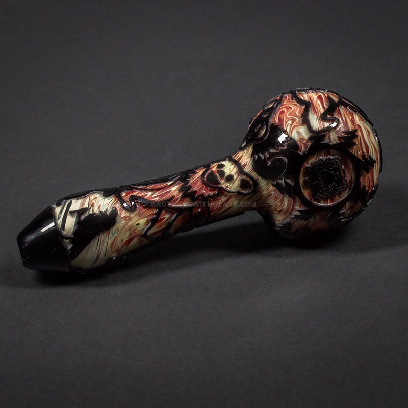 Liberty 503 Frit Over Wrap And Rake Sandblasted Hand Pipe - Grateful Dead.