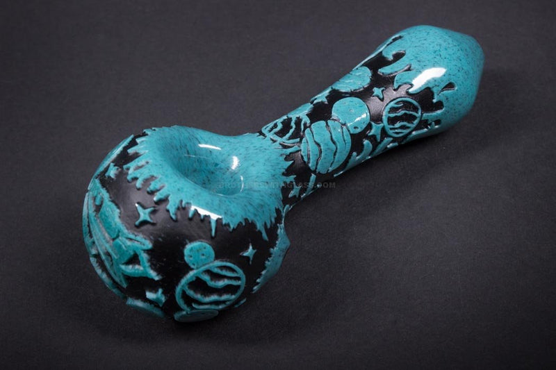 Liberty 503 Frit Sandblasted Black And Blue Hand Pipe - Outer Space 1.