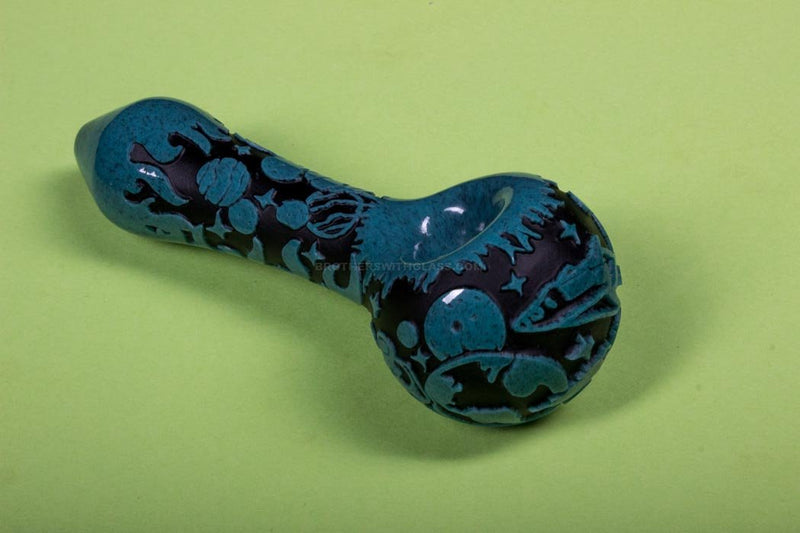 Liberty 503 Frit Sandblasted Black And Blue Hand Pipe - Outer Space 1.