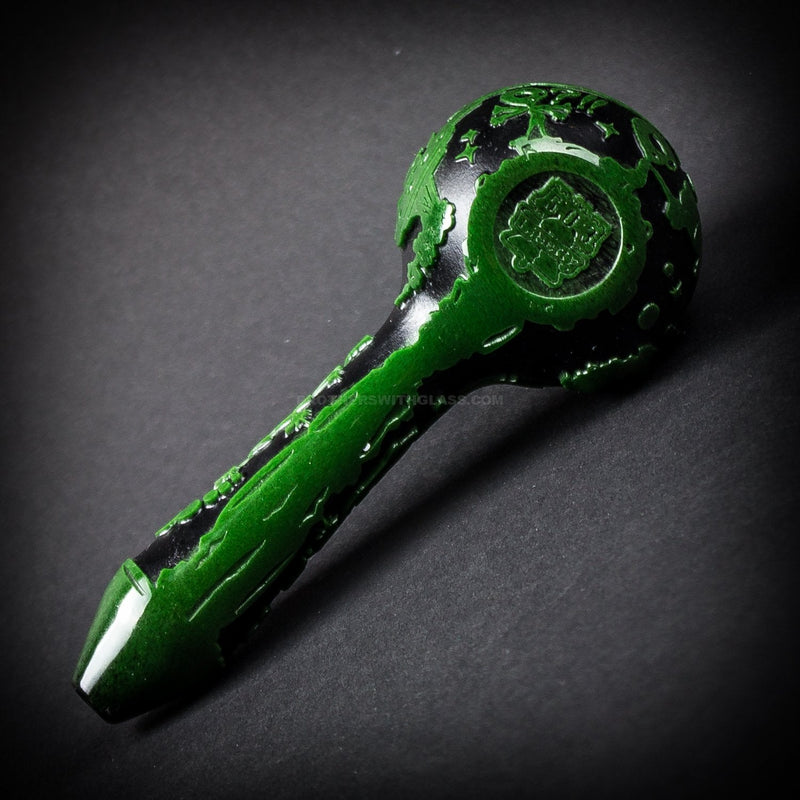 Liberty 503 Frit Sandblasted Black and Green Hand Pipe - Alien Life.