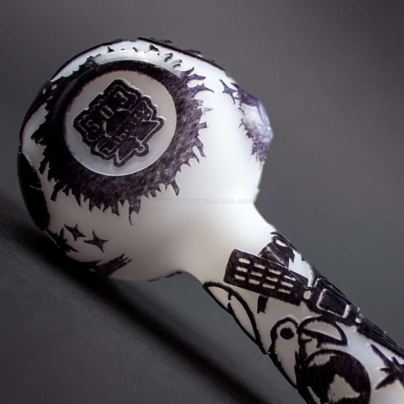Liberty 503 Frit Sandblasted Jade White Hand Pipe - Outer Space.