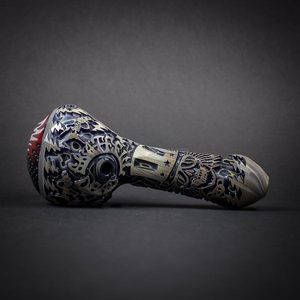 Liberty 503 Grateful Dead Deep Carve Wig Wag Hand Pipe - Style One.