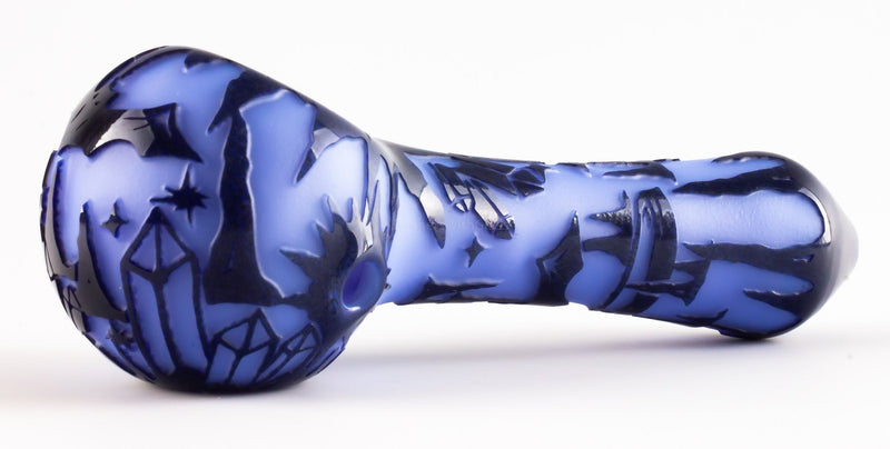 Liberty 503 Large Frit Over Color Sandblasted Hand Pipe -Bat Life.