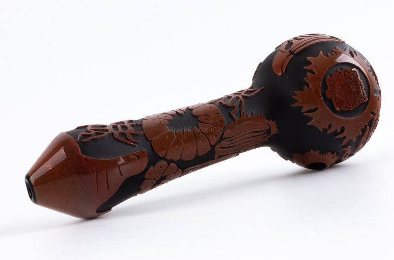 Liberty 503 Large Frit Over Color Sandblasted Hand Pipe -  Desert.