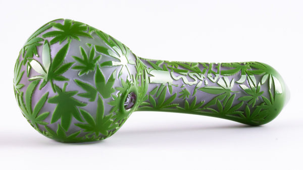 Liberty 503 Large Frit Over Color Sandblasted Hand Pipe - Gods Gift.