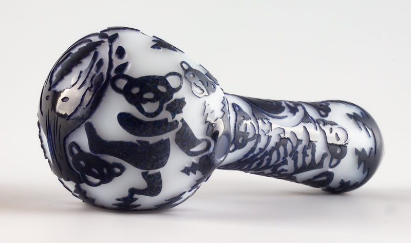 Liberty 503 Large Frit Over Color Sandblasted Hand Pipe - Grateful Dead.