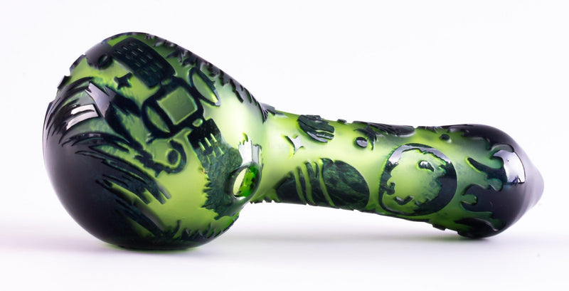 Liberty 503 Large Frit Over Color Sandblasted Hand Pipe - Outer Space.
