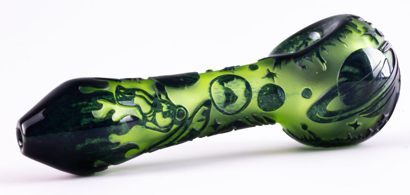 Liberty 503 Large Frit Over Color Sandblasted Hand Pipe - Outer Space.