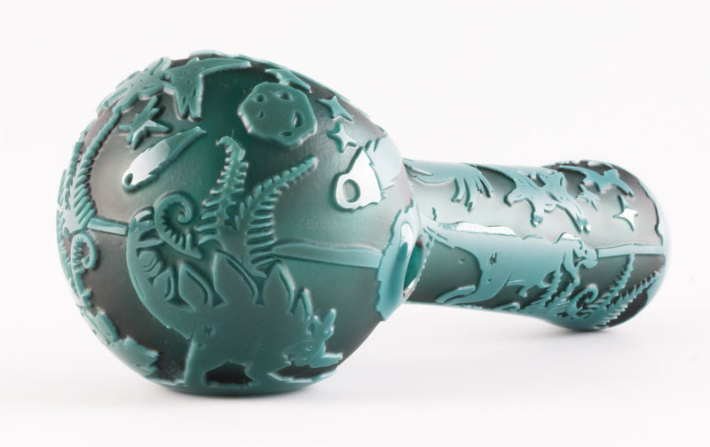 Liberty 503 Large Frit Over Color Sandblasted Hand Pipe - Prehistoric.