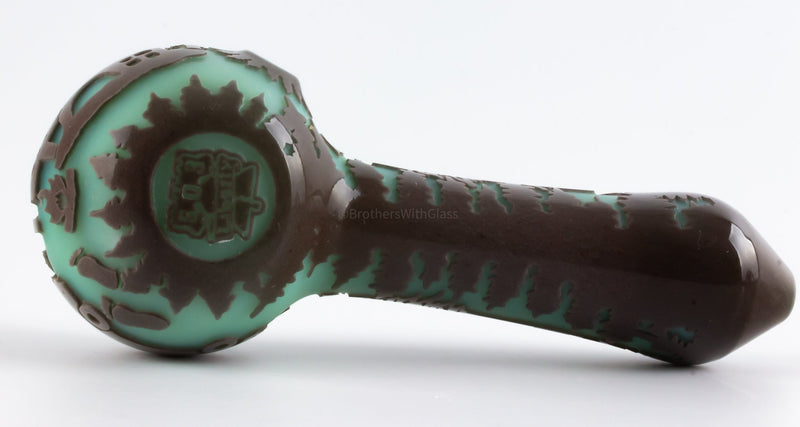 Liberty 503 Large Frit Over Color Sandblasted Hand Pipe -Sasquatch.