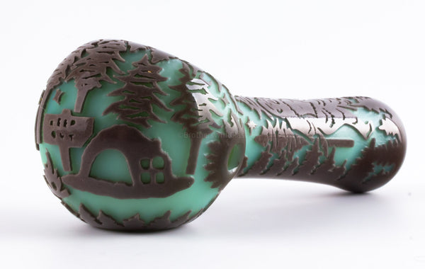 Liberty 503 Large Frit Over Color Sandblasted Hand Pipe -Sasquatch.