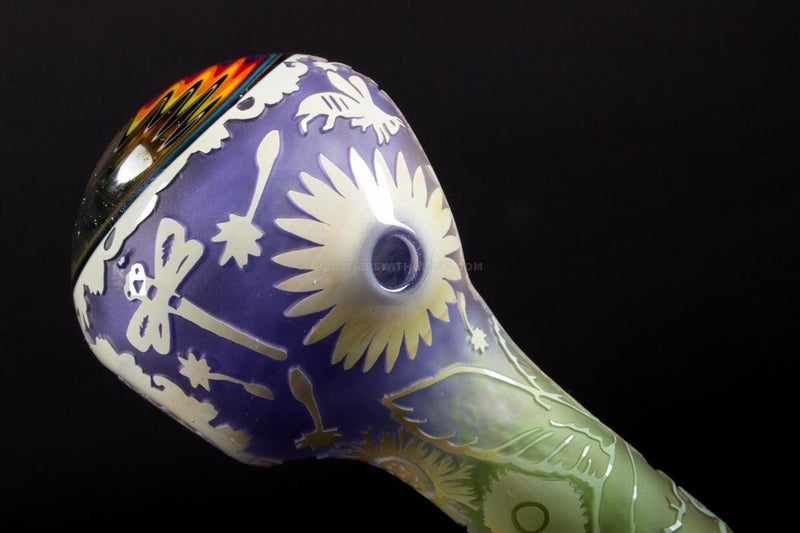 Liberty 503 Sandblasted Double Frit Wig Wag Hand Pipe - Spring Time.