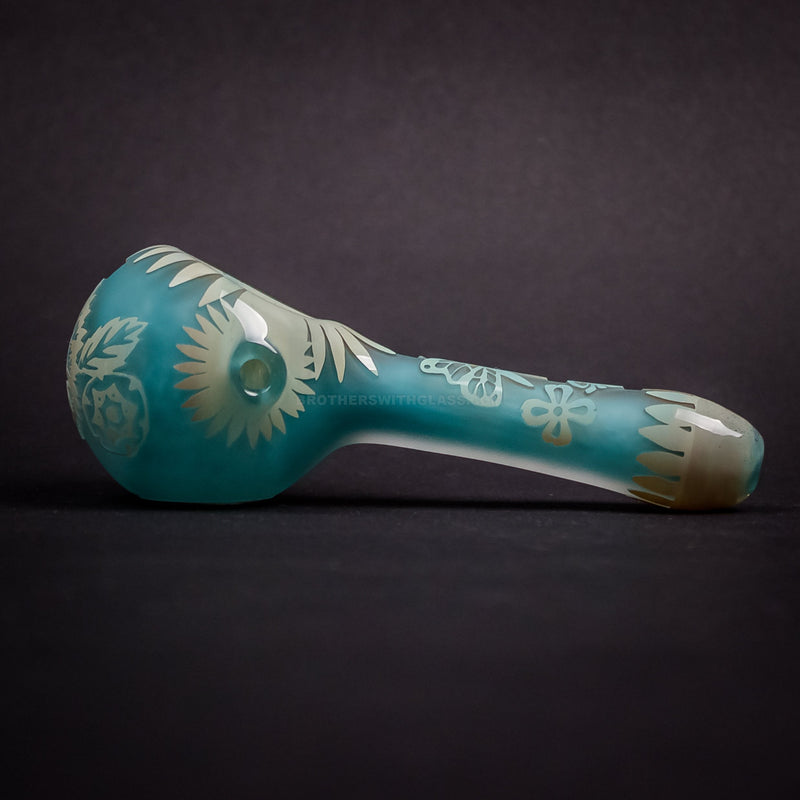 Liberty 503 Sandblasted Frit And Fumed Hand Pipe - Bees N Flowers.