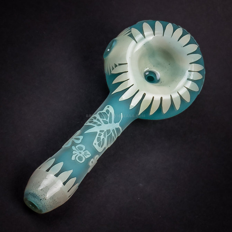 Liberty 503 Sandblasted Frit And Fumed Hand Pipe - Bees N Flowers.