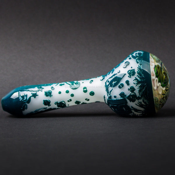Liberty 503 Sandblasted Inside Out Cap With Frit Hand Pipe - Sea Life.