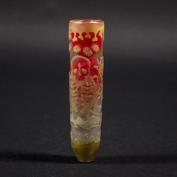 Liberty 503 Sandblasted One Hitter Two Tone Frit Chillum Hand Pipe - Dia de los Muertos.