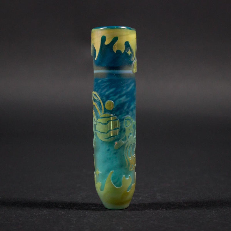 Liberty 503 Sandblasted One Hitter Two Tone Frit Chillum Hand Pipe - Outer Space.