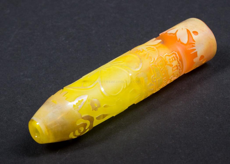 Liberty 503 Sandblasted One Hitter Two Tone Frit Chillum Hand Pipe - Spring Time.