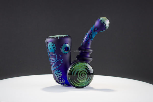Liberty 503 Sandblasted Sherlock With Wig Wag Discs Hand Pipe - Outer Space.