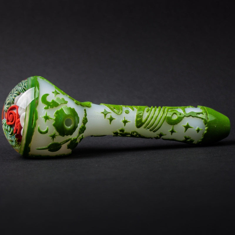 Liberty 503 Small Sandblasted Inside Out Cap With Frit Hand Pipe - Alien Life.