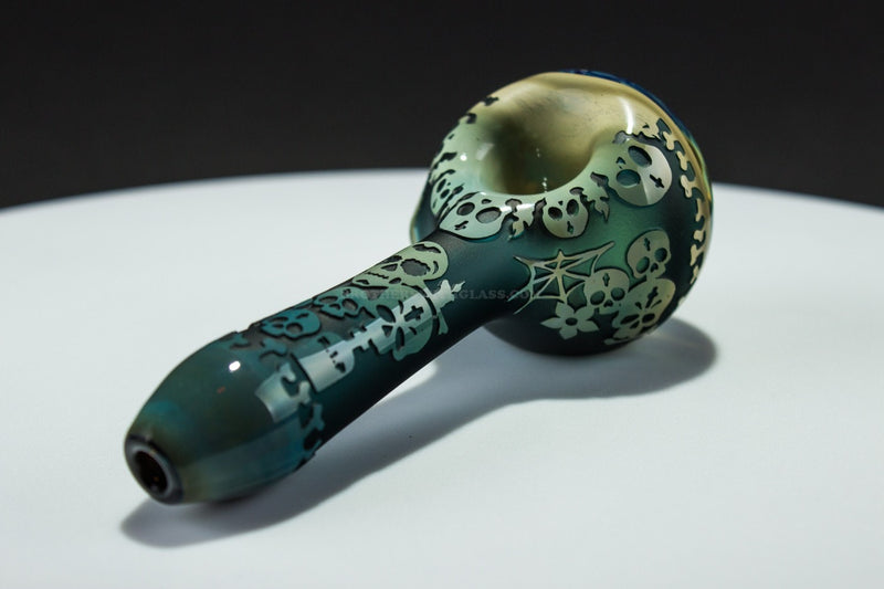 Liberty 503 Teal Sandblasted Graveyard Fumed Inside Out Cap Hand Pipe.