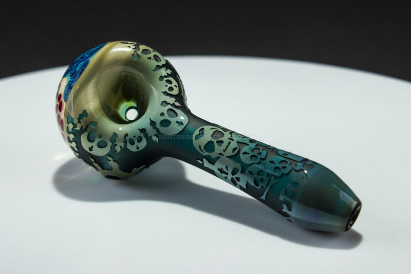 Liberty 503 Teal Sandblasted Graveyard Fumed Inside Out Cap Hand Pipe.
