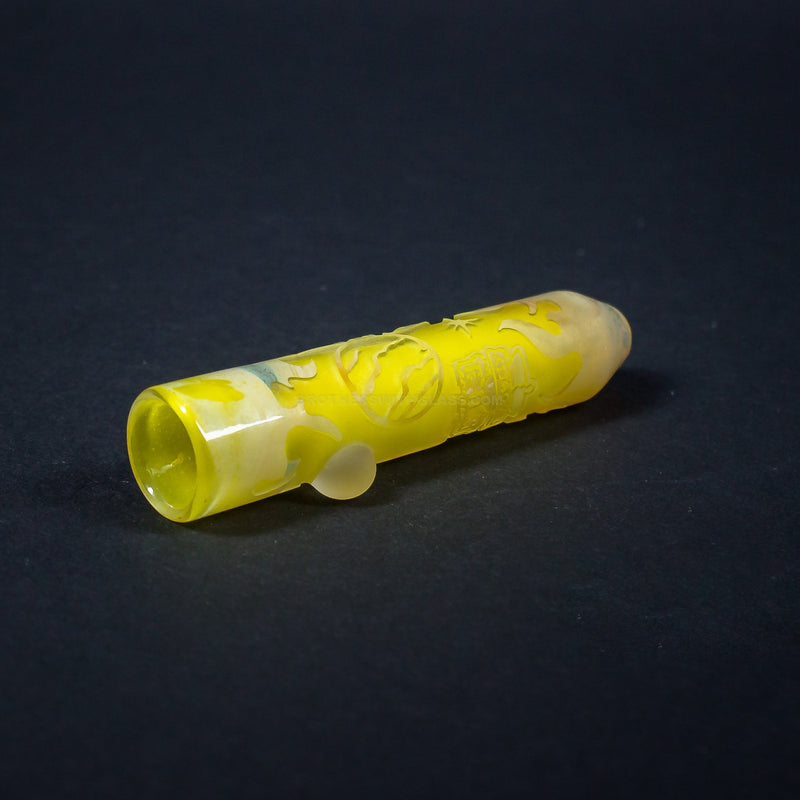 Liberty 503 Yellow Frit Sandblasted Chillum Hand Pipe - Outer Space.