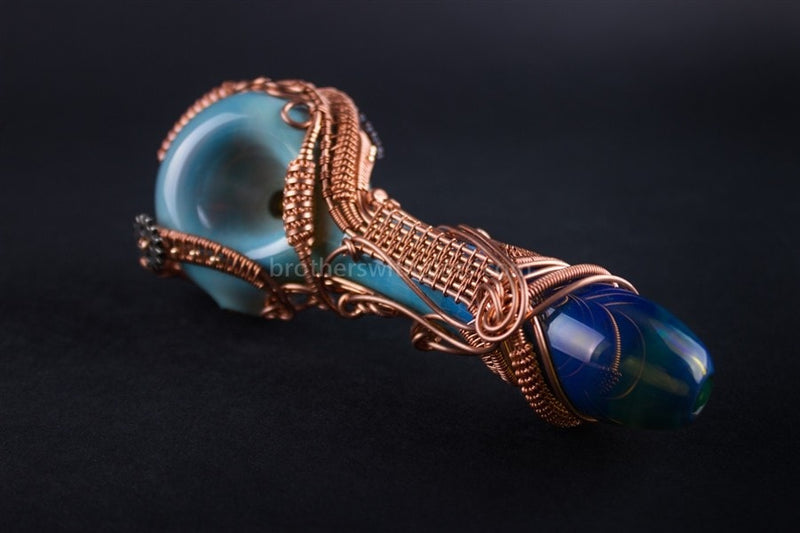 Liberty Glass Blank With Nikki Wire Wrap Hand Pipe - Copper.