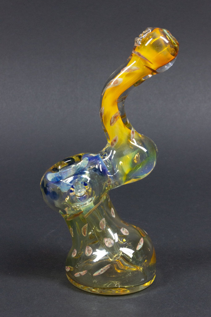 Mad Hatters Glass Fumed Sherlock Bubbler With Color Accents.