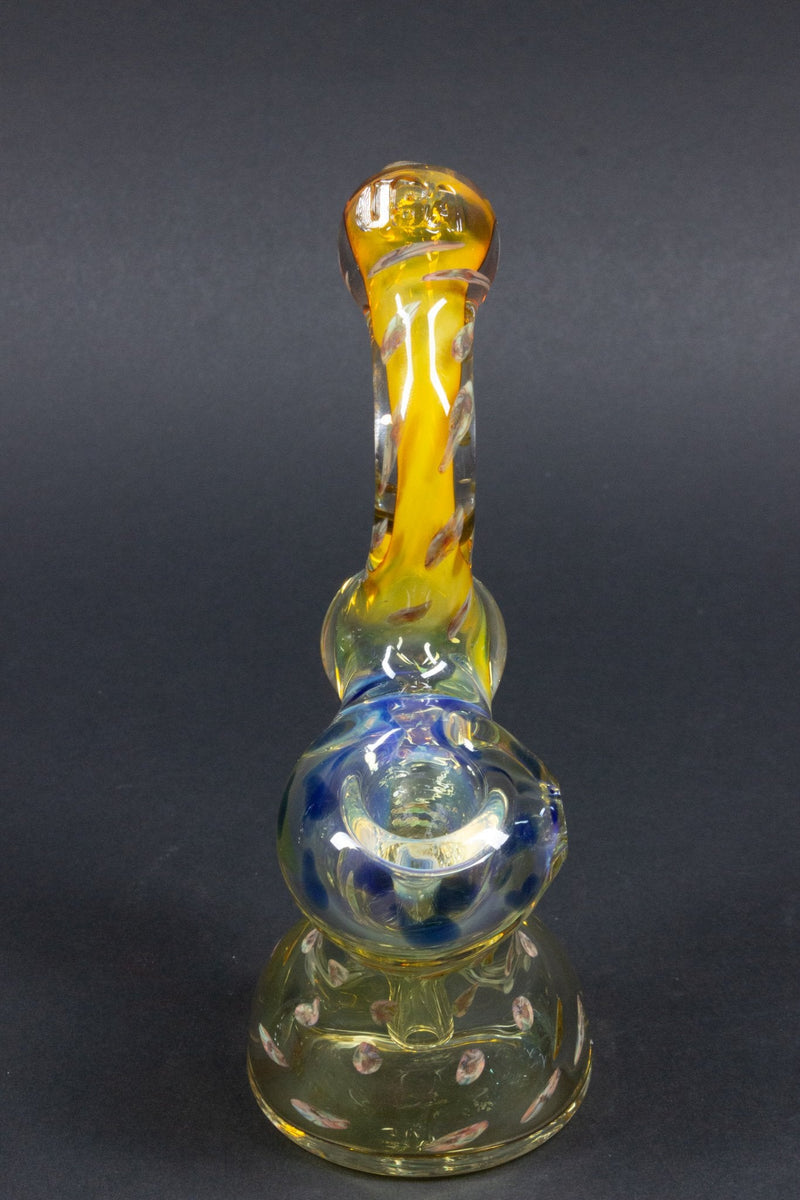 Mad Hatters Glass Fumed Sherlock Bubbler With Color Accents.
