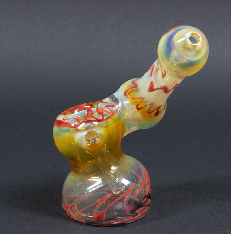 Mad Hatters Glass Fumed Sidecar Bubbler With Color Accents.