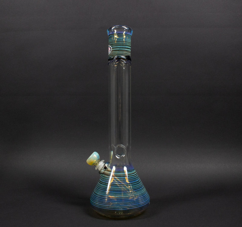 Mary Jane's Glass 14 Inch Color Coiled And Fumed Beaker Bong.