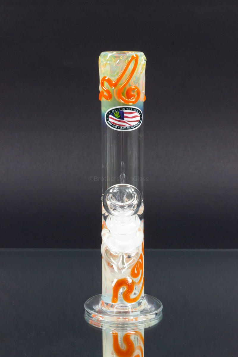 Mary Jane's Glass 8 Inch Fumed and Color Coiled Straight Bong.