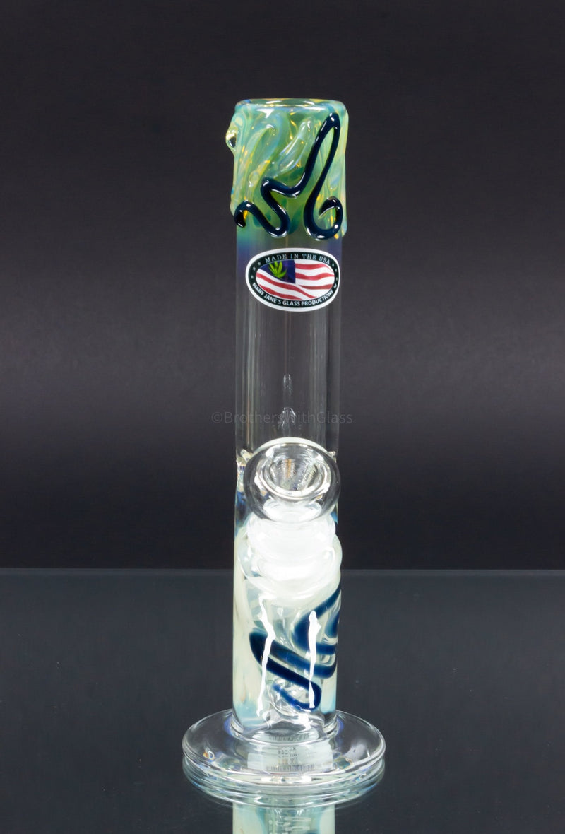 Mary Jane's Glass 8 Inch Fumed and Color Coiled Straight Bong.