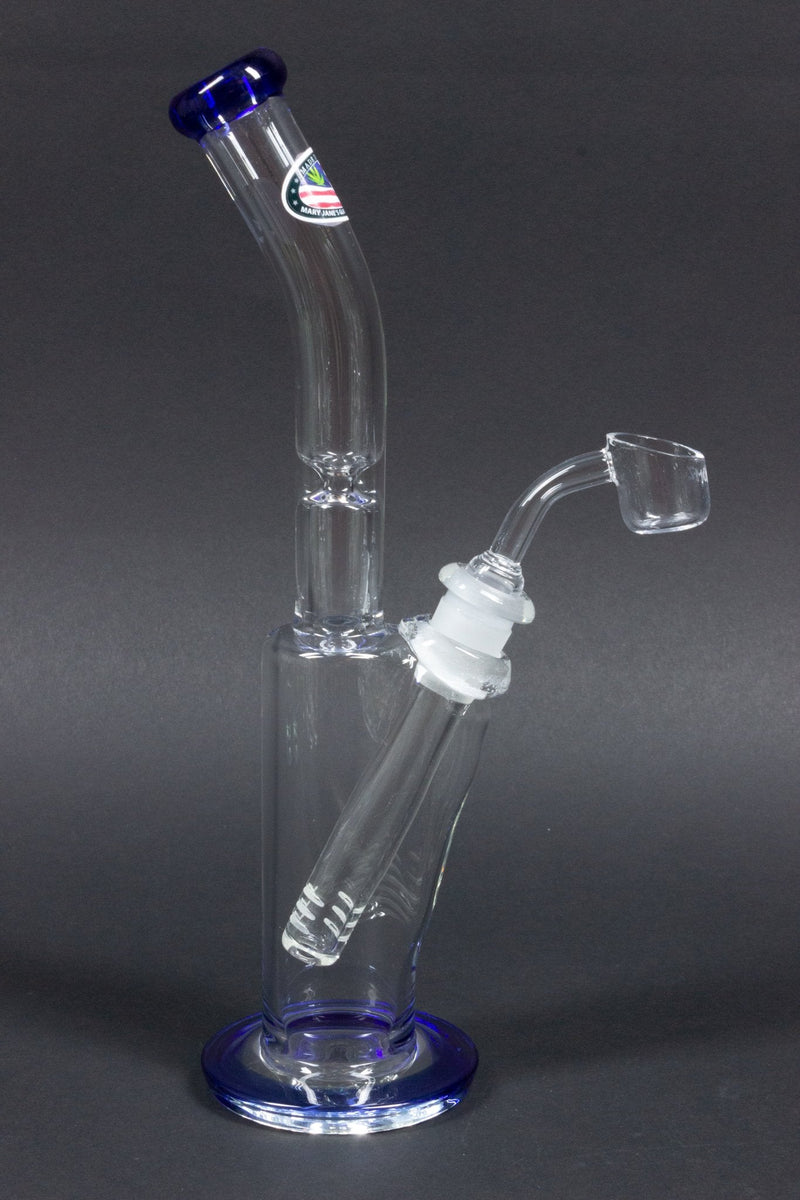 Mary Jane's Glass Bent Neck Dab Rig With Color Accents.