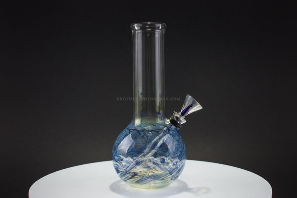 Mathematix Glass 8 in Raked Bubble Bottom Water Pipe - Blue.