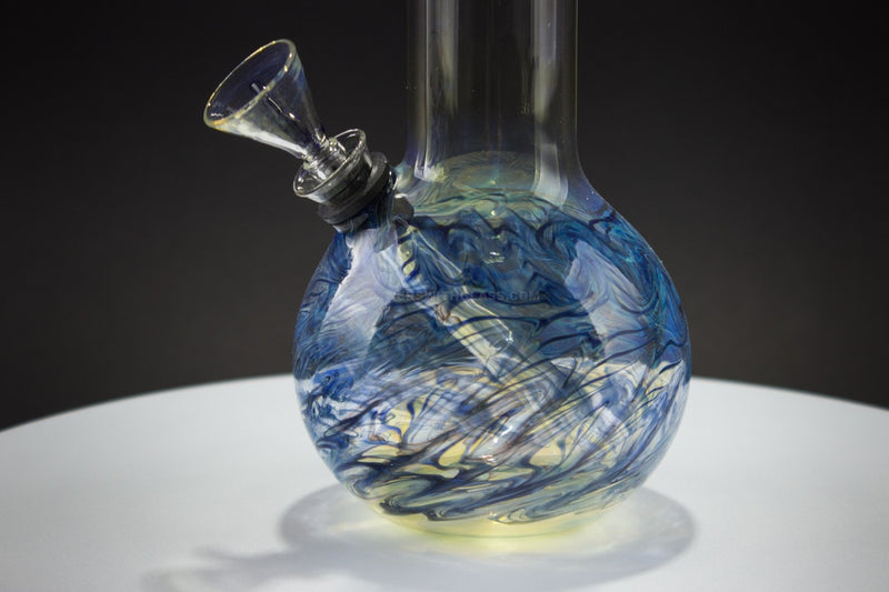 Mathematix Glass 8 in Raked Bubble Bottom Water Pipe - Blue.
