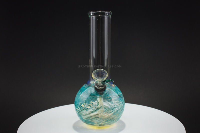Mathematix Glass 8 in Raked Bubble Bottom Water Pipe - Teal.