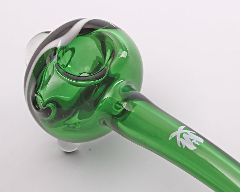 Mathematix Glass 8 In Striped Gandalf Hand Pipe - Green and White Mathematix Glass