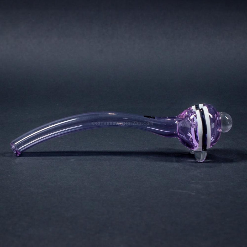 Mathematix Glass 8 In Striped Gandalf Hand Pipe - Lavender and White.