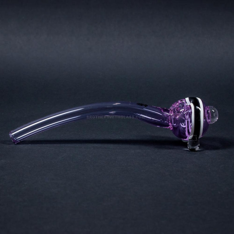 Mathematix Glass 8 In Striped Gandalf Hand Pipe - Purple and White.