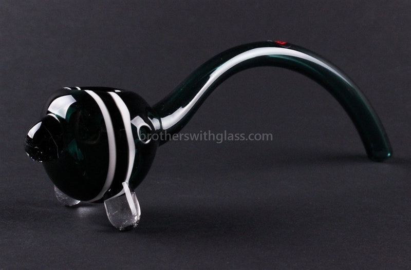 Mathematix Glass 8 In Striped Gandalf Hand Pipe - Teal and White.