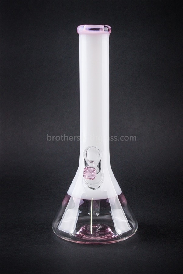 Mathematix Glass 9 inch Classy Beaker Dab Rig - Pink and White.